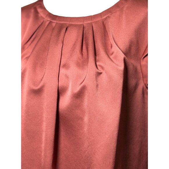 Liz Claiborne CAREER Womens Cap Sleeve Pleated Blouse Silky Shine Pink S Preppy - Picture 4 of 10